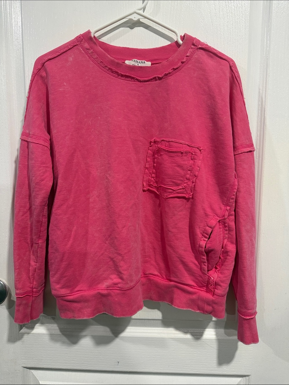Zenana Bright Pink Crewneck Sweatshirt